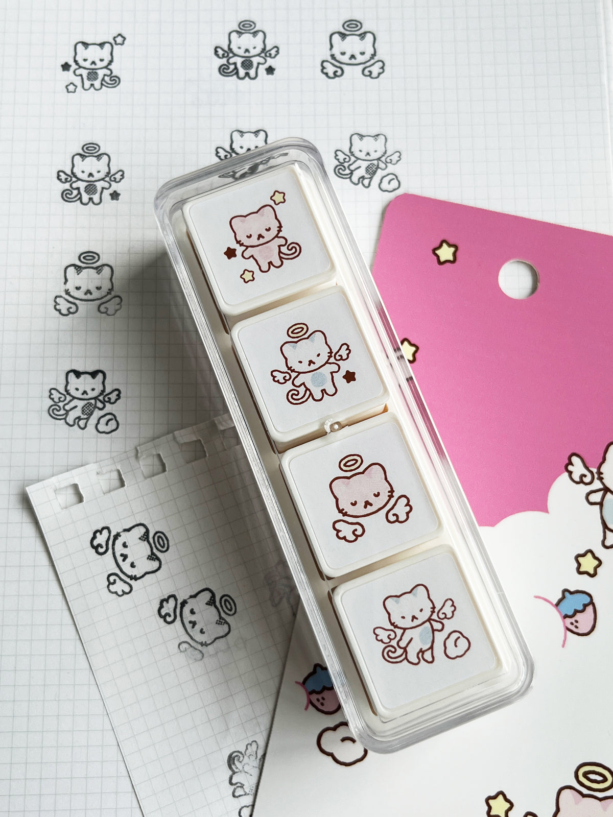 Cloud Cat 4-Button Stamp