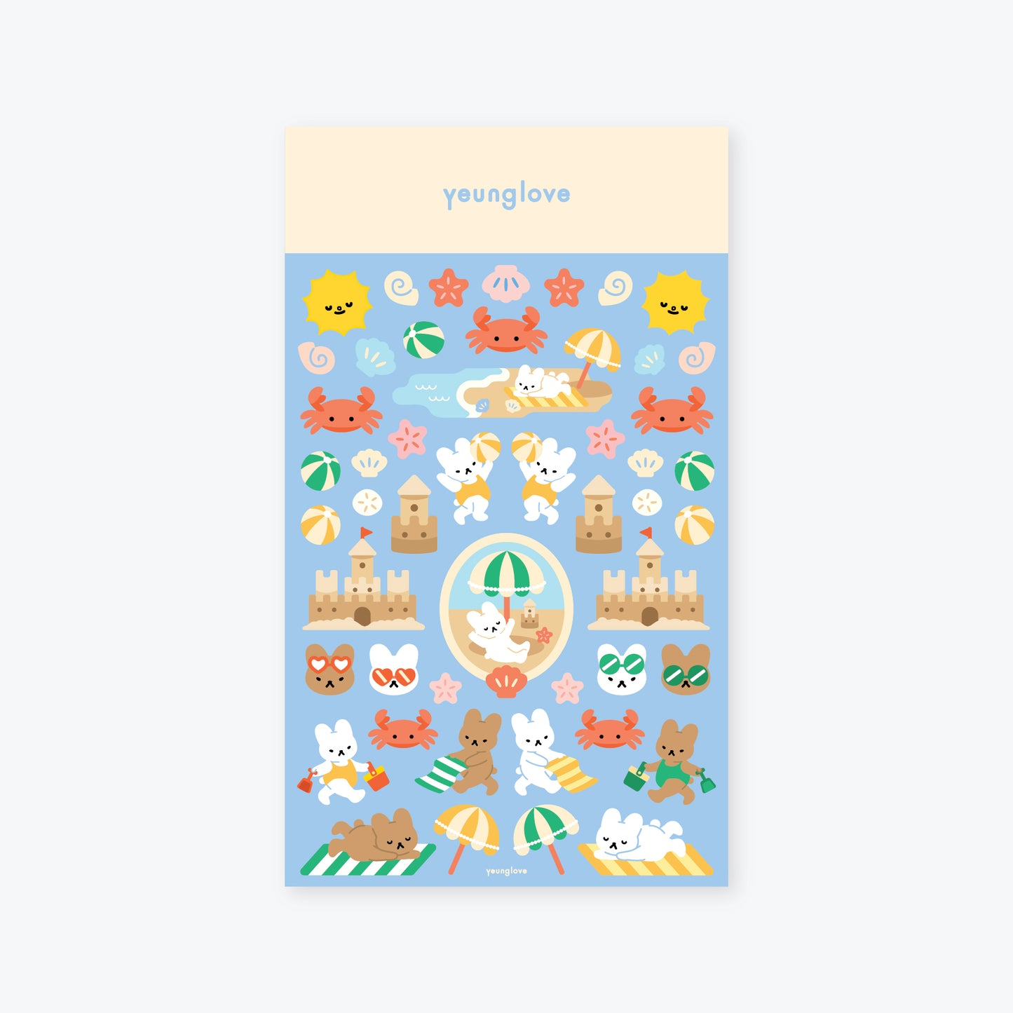 bunny beach day sticker sheet