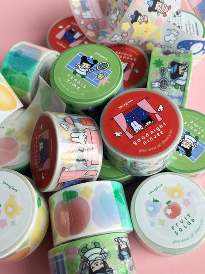 Tennis Time Glitter Sticker Roll