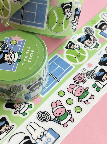 Tennis Time Glitter Sticker Roll