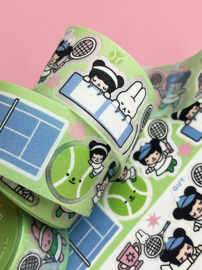 Tennis Time Glitter Sticker Roll