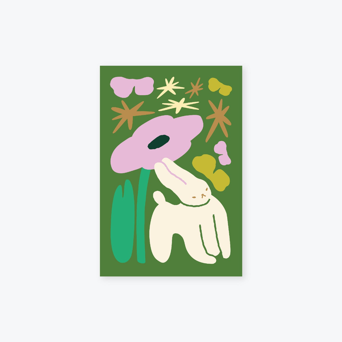 abstract bunny gold foil postcard