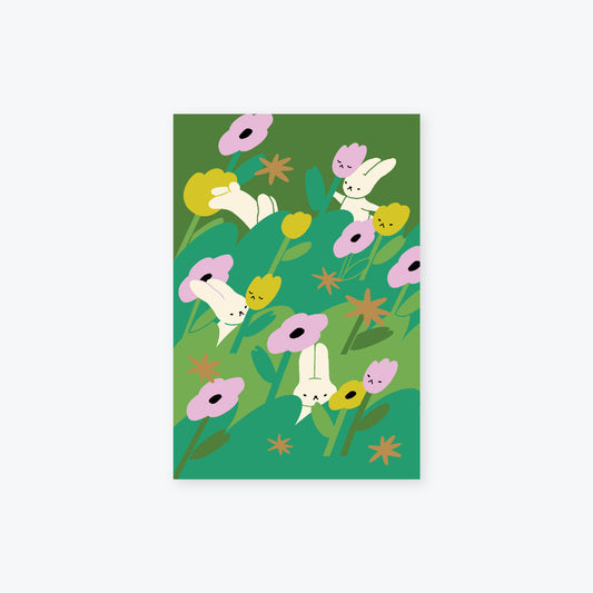 bunny starfield gold foil postcard