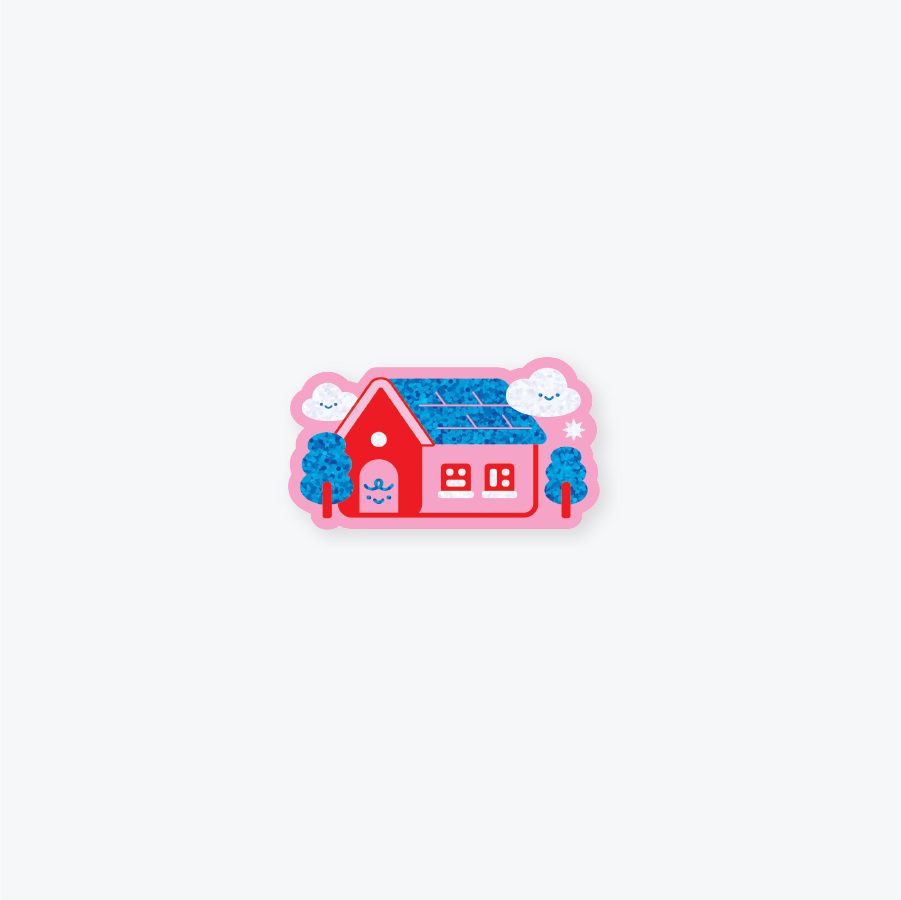 glitter house sticker