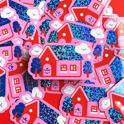 glitter house sticker