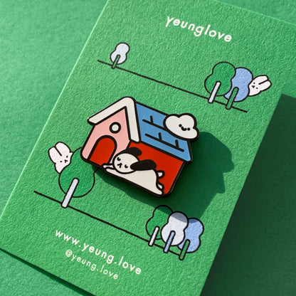 puppy house enamel pin
