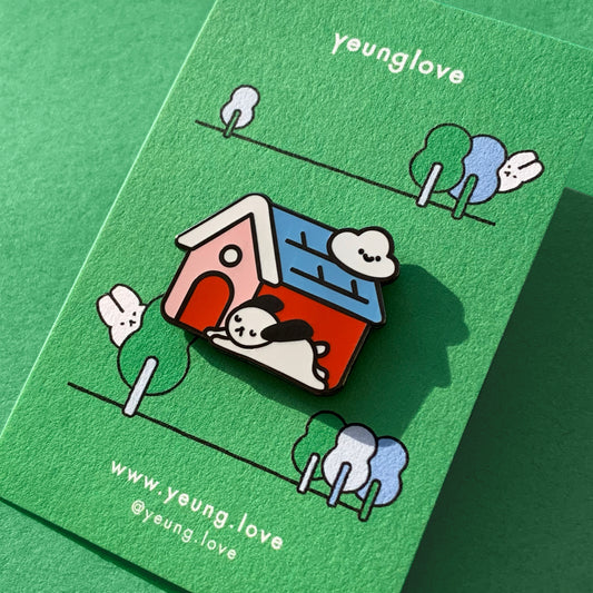 puppy house enamel pin
