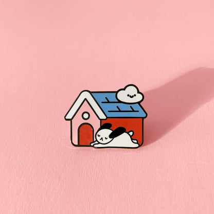 puppy house enamel pin